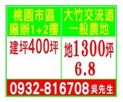 桃園市區廠辦1+2樓 / 大竹交流道一般農地