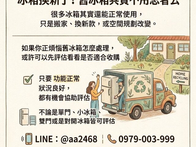 冰箱換新了？舊冰箱其實不用急著丟，先看看能不能收購0979003999